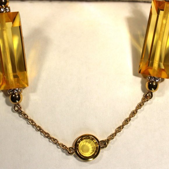 Kate Spade Citrine Colored Plastic Beaded Gold Tone Necklace w/Dust-bag EUC - Picture 4 of 7